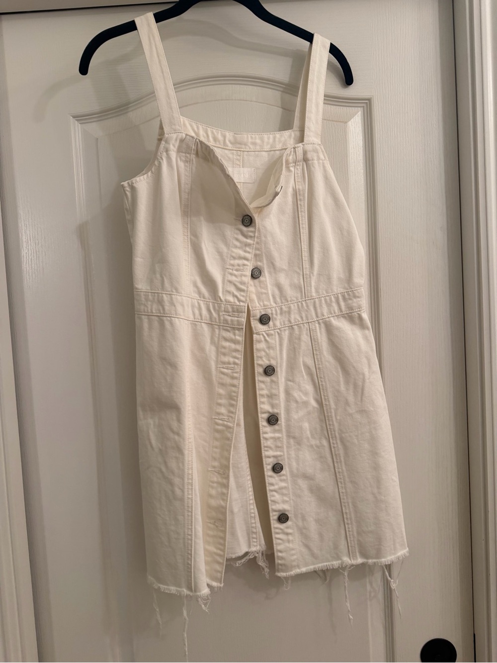 Boyish Cream Button-Front Mini Denim Dress